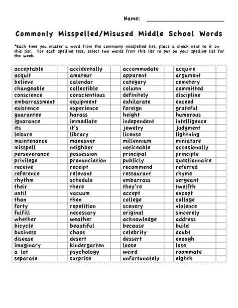 commonly misspelled words worksheet pdf